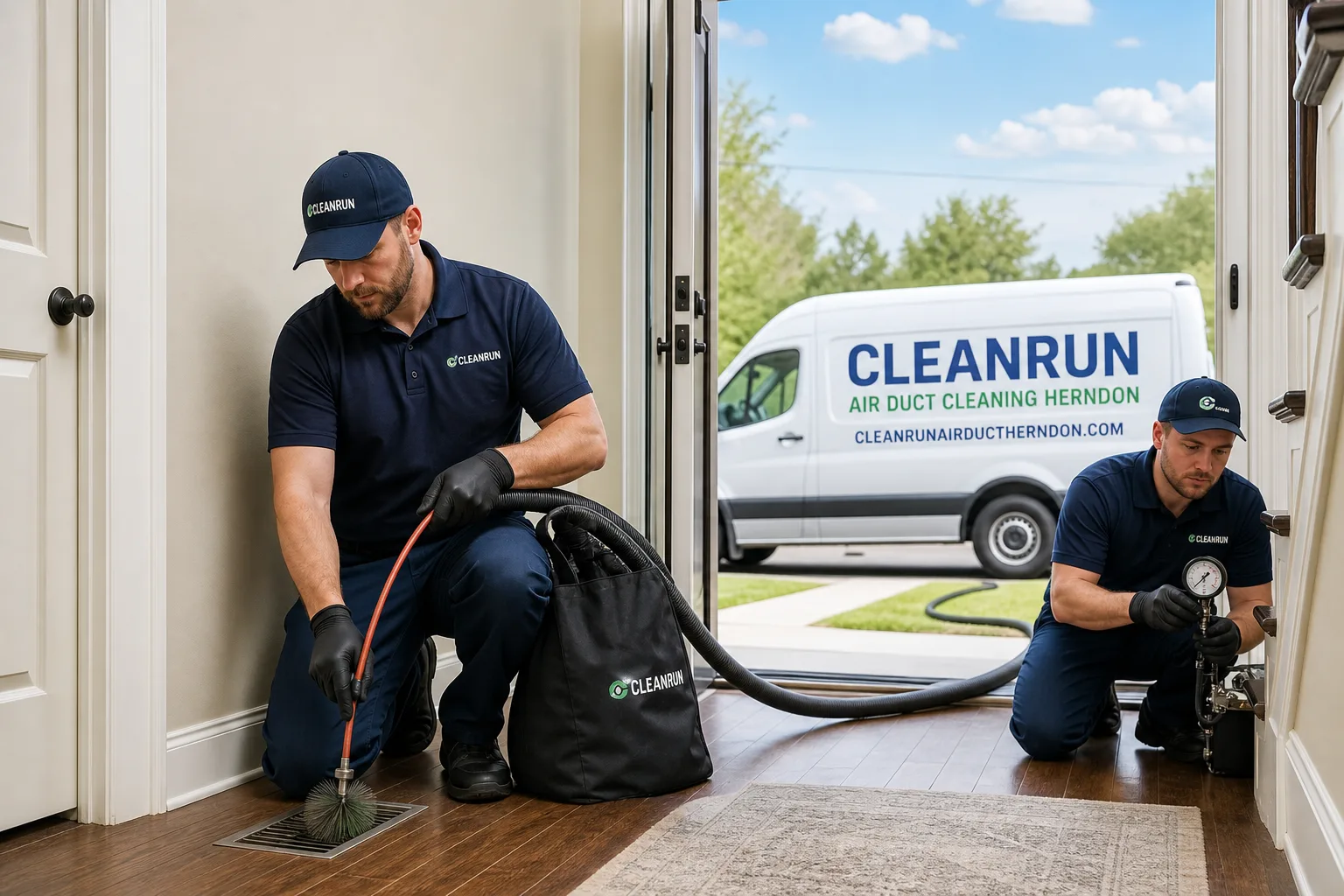 CleanRun Air Duct Cleaning Herndon air duct cleaning service vehicle and crew in Herndon, VA